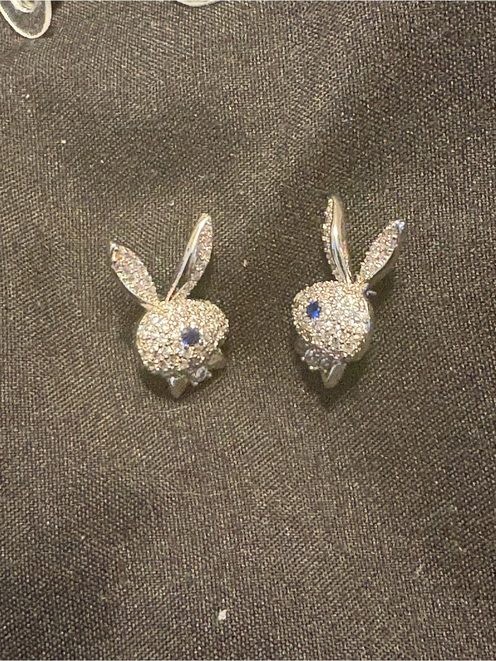 Silver playboy Bunny Crystal Stud Earrings with 3 back types